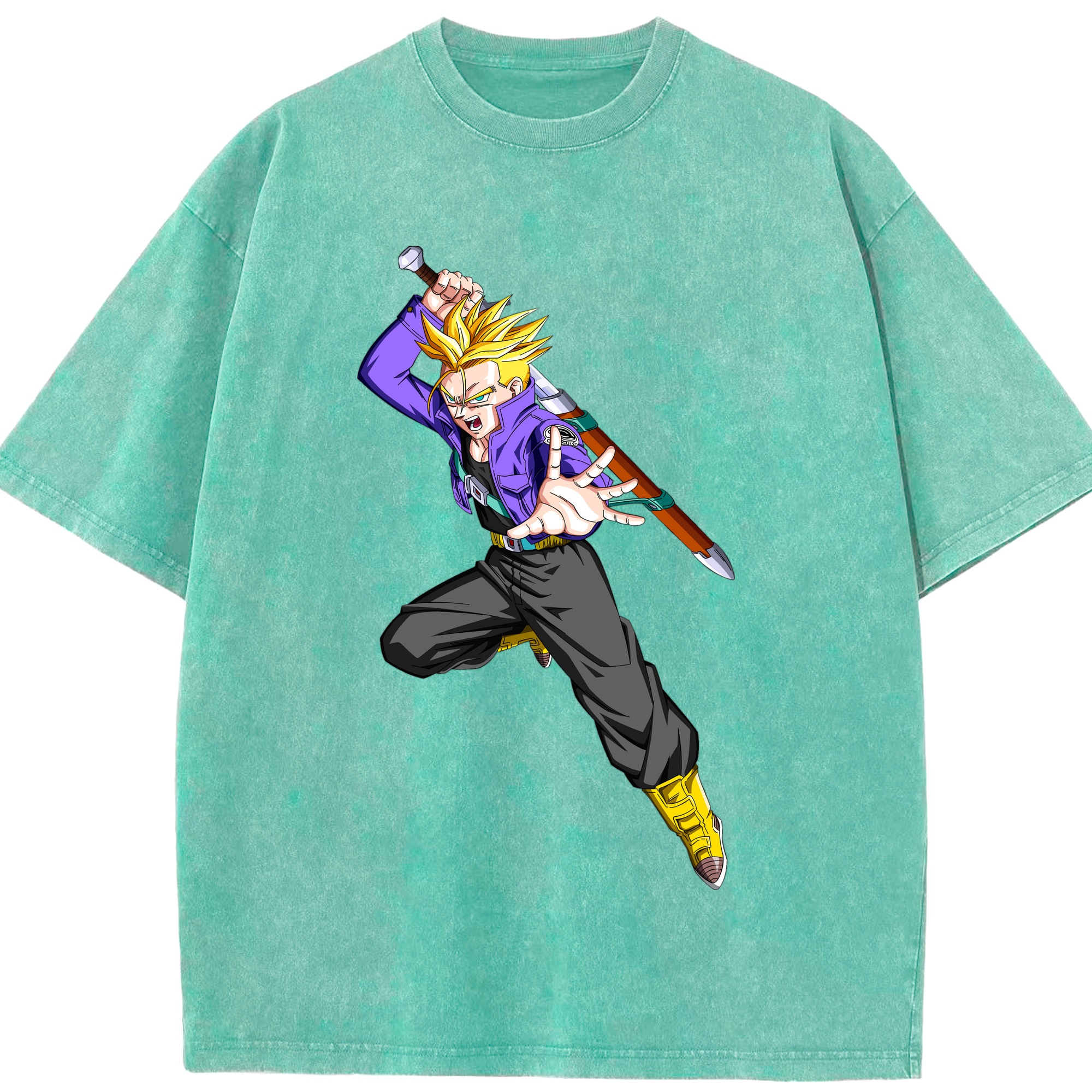 （画像用） ドラゴンボール トランクス（Torankusu）DRAGON BALL Trunks 綿100% ヴィンテージ風 半袖Tシャツ（フロントプリント）